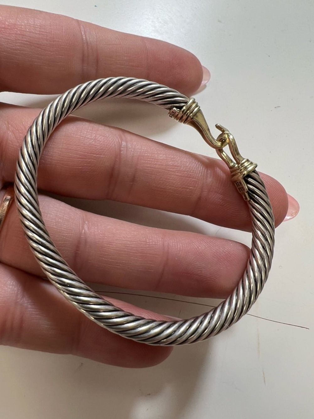 Authentic David Yurman 14K and 925 Sterling Twisted Cable Bracelet 5mm